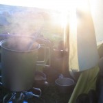 Coffee and porridge in the tent