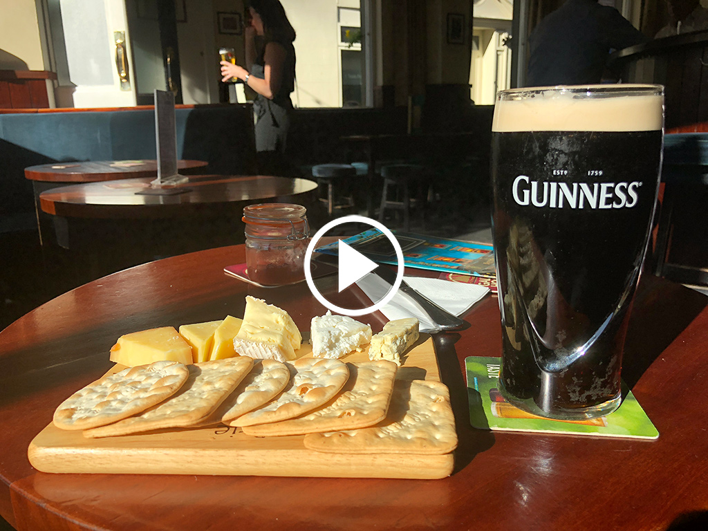 Cheese and biscuits and Guinness